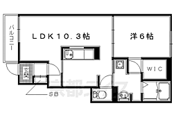 ベレッツァ三室戸 1LDKの間取図画像