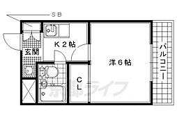 メイゾンドミウラ 1Kの間取図画像