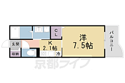 ランデュール岡本 1Kの間取図画像