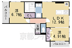 アパート 2LDKの間取図画像