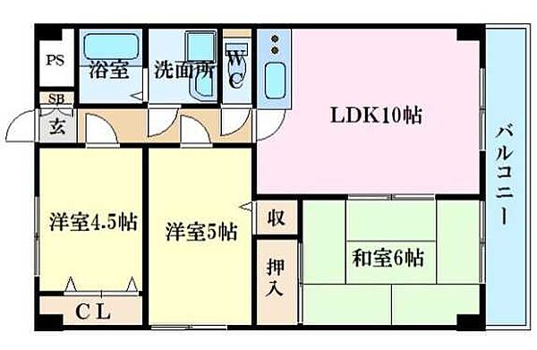 広島県福山市草戸町3丁目(賃貸マンション3LDK・3階・56.46㎡)の写真 その4