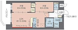 プレジオ西日暮里NORTH 2LDKの間取図画像