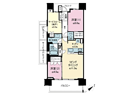 シエリア湘南辻堂 2SLDKの間取図画像