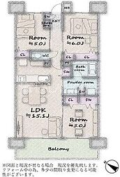 イニシア大宮日進 3LDKの間取図画像