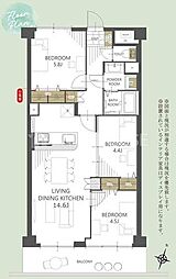 サンパーク七里 3LDKの間取図画像