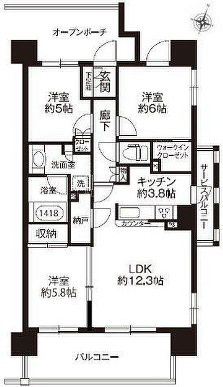 3LDK・南向き・陽当たり良好