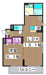 スカイエ城山 1階1LDKの間取り
