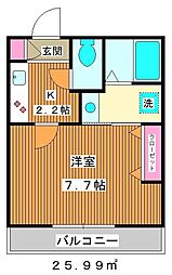 メゾンドゥルミエール 1Kの間取図画像