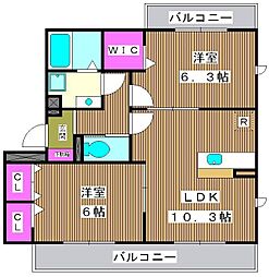 フランボワーズ 2LDKの間取図画像