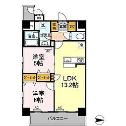 響 2LDKの間取図画像
