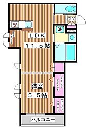 ブランシュシュ 1LDKの間取図画像