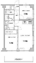 エクロール蓮根 2LDKの間取図画像
