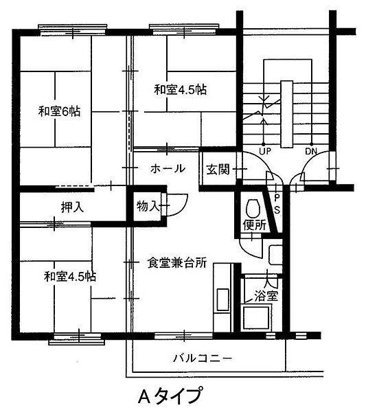 兵庫県伊丹市鴻池1丁目(賃貸マンション3DK・4階・45.84㎡)の写真 その2