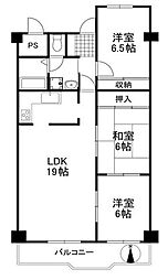 阪急東茨木白川高層住宅11号棟 3LDKの間取図画像