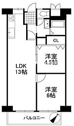 ローズコーポ千里C棟 2LDKの間取図画像