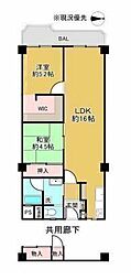 メガロコープ茨木 2LDKの間取図画像