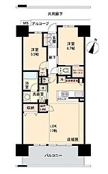 茨木ICOCITYWestCourt 2LDKの間取図画像