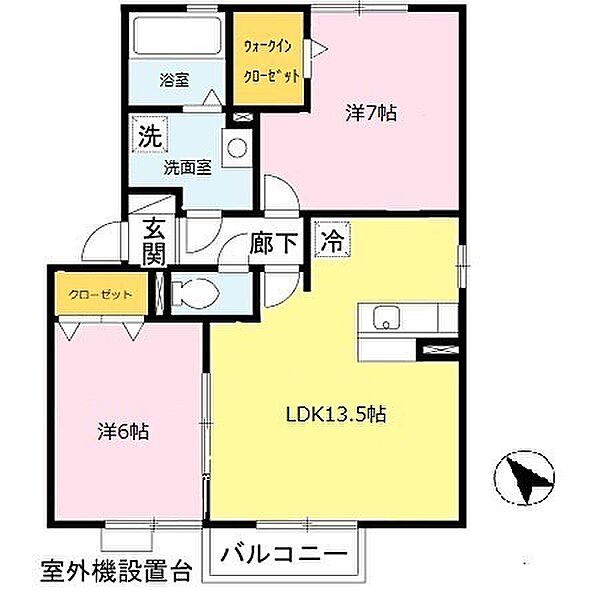 兵庫県姫路市飾磨区阿成渡場(賃貸アパート2LDK・2階・60.88㎡)の写真 その2