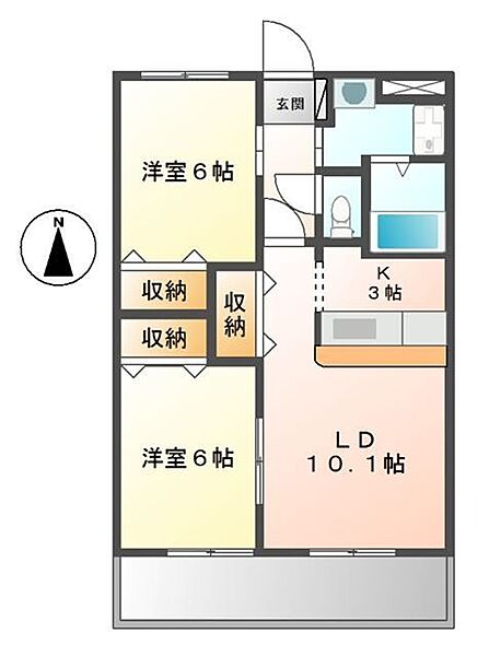 兵庫県姫路市香寺町犬飼(賃貸アパート2LDK・2階・57.75㎡)の写真 その2