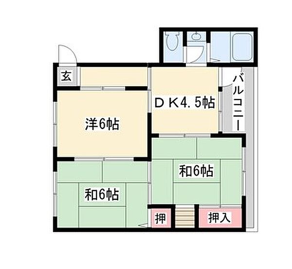 兵庫県姫路市白国２丁目(賃貸マンション3DK・3階・45.70㎡)の写真 その2