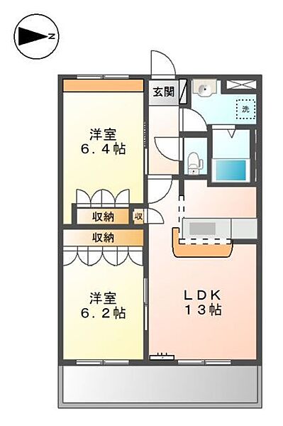 兵庫県姫路市網干区坂出(賃貸アパート2LDK・1階・57.33㎡)の写真 その2