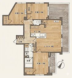 サンクタスガーデン目黒 3LDKの間取図画像