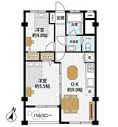 上馬第二コーポラス 2DKの間取図画像