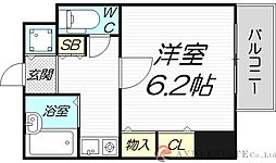 パラシオ塚本III 7階1Kの間取り