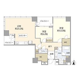 ザ・パークハウス白金二丁目タワー 2LDKの間取図画像