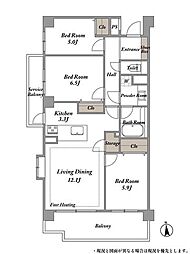 ヒルズ狛江 3LDKの間取図画像