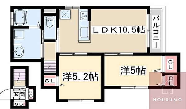 ポンリーヴル新大阪 201｜大阪府大阪市淀川区宮原1丁目(賃貸アパート2LDK・2階・49.50㎡)の写真 その2