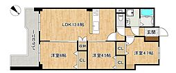 警固ハウス 3LDKの間取図画像