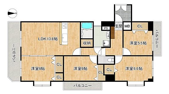 独立した4部屋...