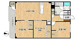 RKB別府マンション2 2SLDKの間取図画像
