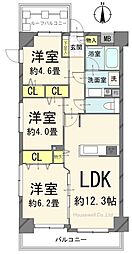 セザール蓮根 3LDKの間取図画像