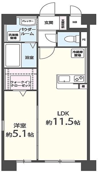 MRレジデンス博多 ｜福岡県福岡市博多区東那珂3丁目(賃貸マンション1LDK・7階・40.06㎡)の写真 その2