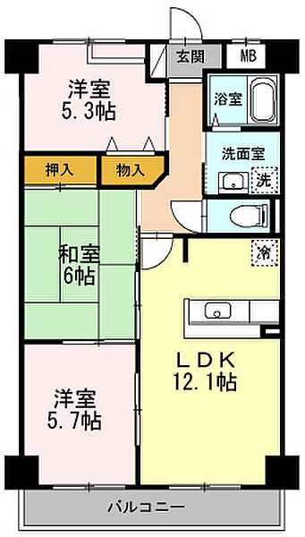 ヴェルデュール石切 ｜大阪府東大阪市西石切町1丁目(賃貸マンション3LDK・6階・61.46㎡)の写真 その2