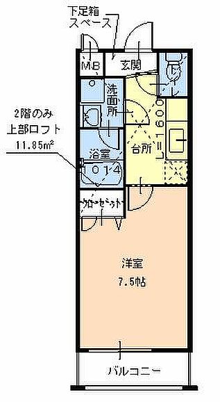 エトワール喜里川 ｜大阪府東大阪市喜里川町(賃貸アパート1K・1階・27.26㎡)の写真 その2