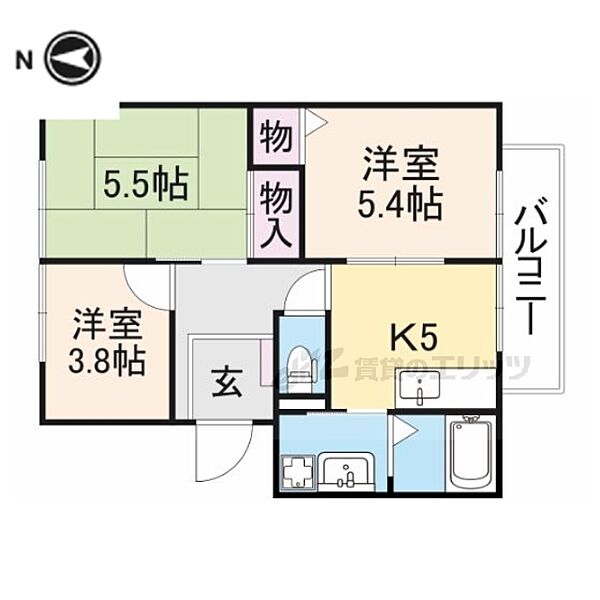 ブリーズ大安寺Ｂ 103｜奈良県奈良市大安寺６丁目(賃貸アパート3K・1階・47.00㎡)の写真 その2