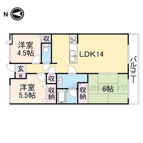 奈良県橿原市木原町(賃貸マンション3LDK・7階・66.00㎡)の写真 その2