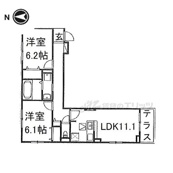 東神田町アパートＷＥＳＴ 102｜大阪府寝屋川市東神田町(賃貸アパート2LDK・1階・58.24㎡)の写真 その2