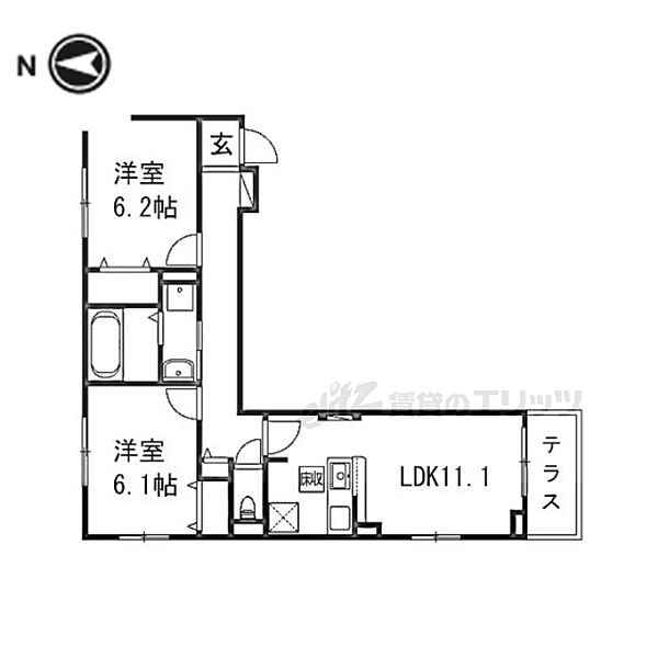 大阪府寝屋川市東神田町(賃貸アパート2LDK・1階・58.24㎡)の写真 その2