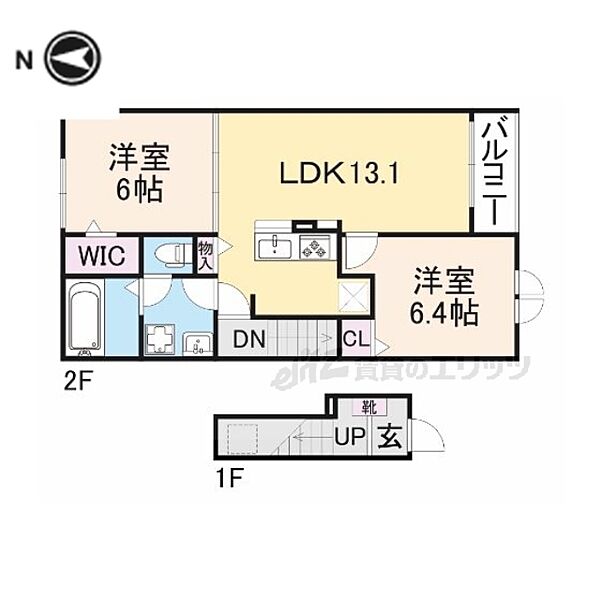 長尾元町7丁目アパート 201｜大阪府枚方市長尾元町７丁目(賃貸アパート2LDK・2階・59.58㎡)の写真 その2