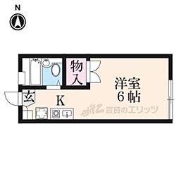 レオパレス法華寺 1階1Kの間取り