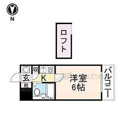 シティパレス西大寺北町Ｐ1 3階1Kの間取り