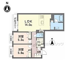 グランシャーメゾン新大宮 2LDKの間取図画像