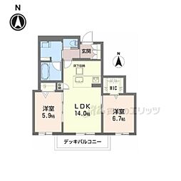 クリスタル シャーメゾン 2LDKの間取図画像