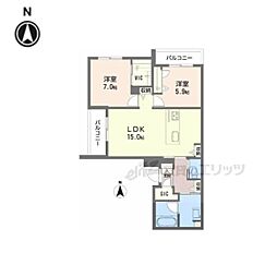 クリスタル シャーメゾン 2LDKの間取図画像
