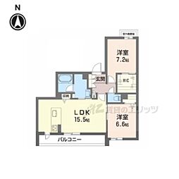 シャーメゾンアイメール 2LDKの間取図画像