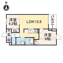 K'sコート奈良ウエスト 2LDKの間取図画像